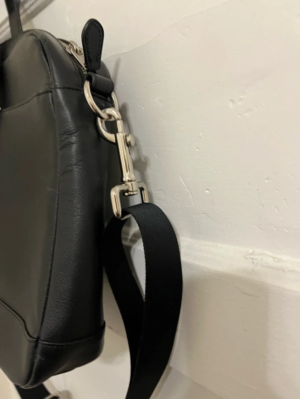 Coach Black Leather Laptop Brief with Shoulder Strap